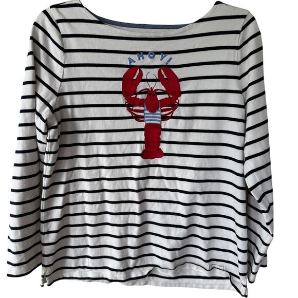 Talbots Sweaters - Talbots white black stripe lobster sweater size L